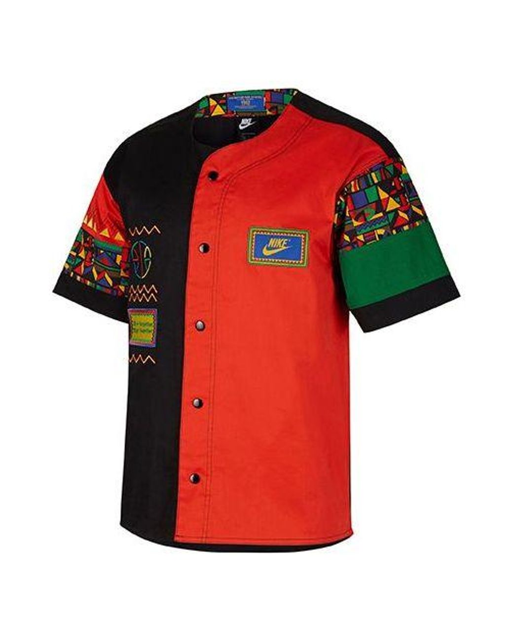 Nike Red Geometry Pattern Splicing Design Short Sleeve Jacket for men