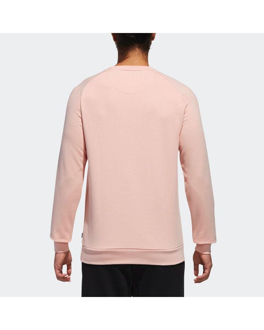 Adidas Pink Neo Logo Printing Round Neck Pullover Long Sleeves for men