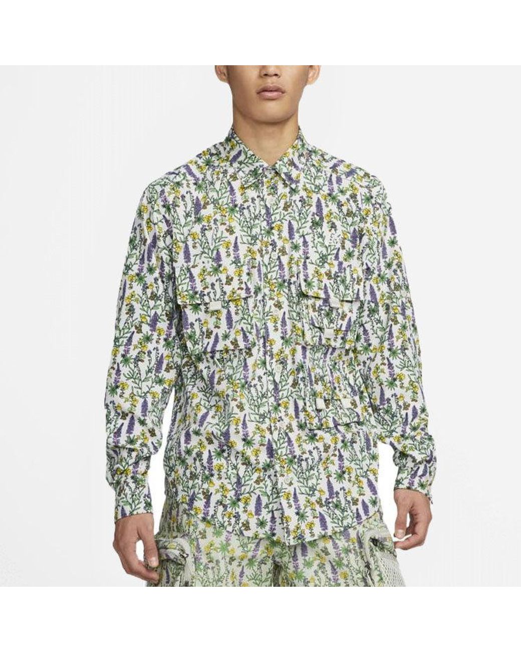 Nike Green Ss22 Dri-Fit Acg Uv Version Floral Long Sleeves Shirt for men