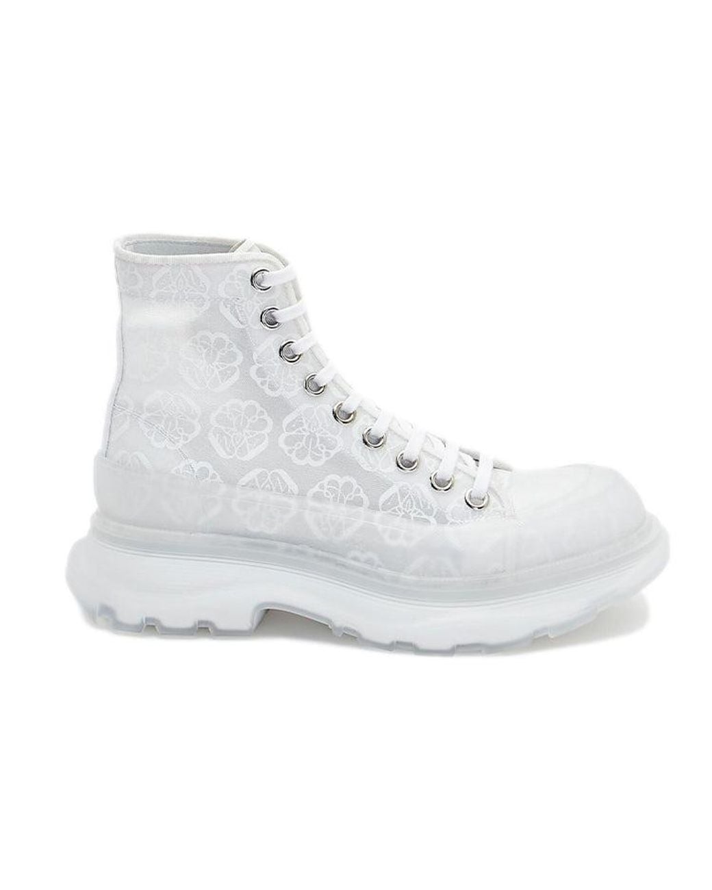 McQueen White (Wmns) Tread Slick Lace Up High Boots Transparent'