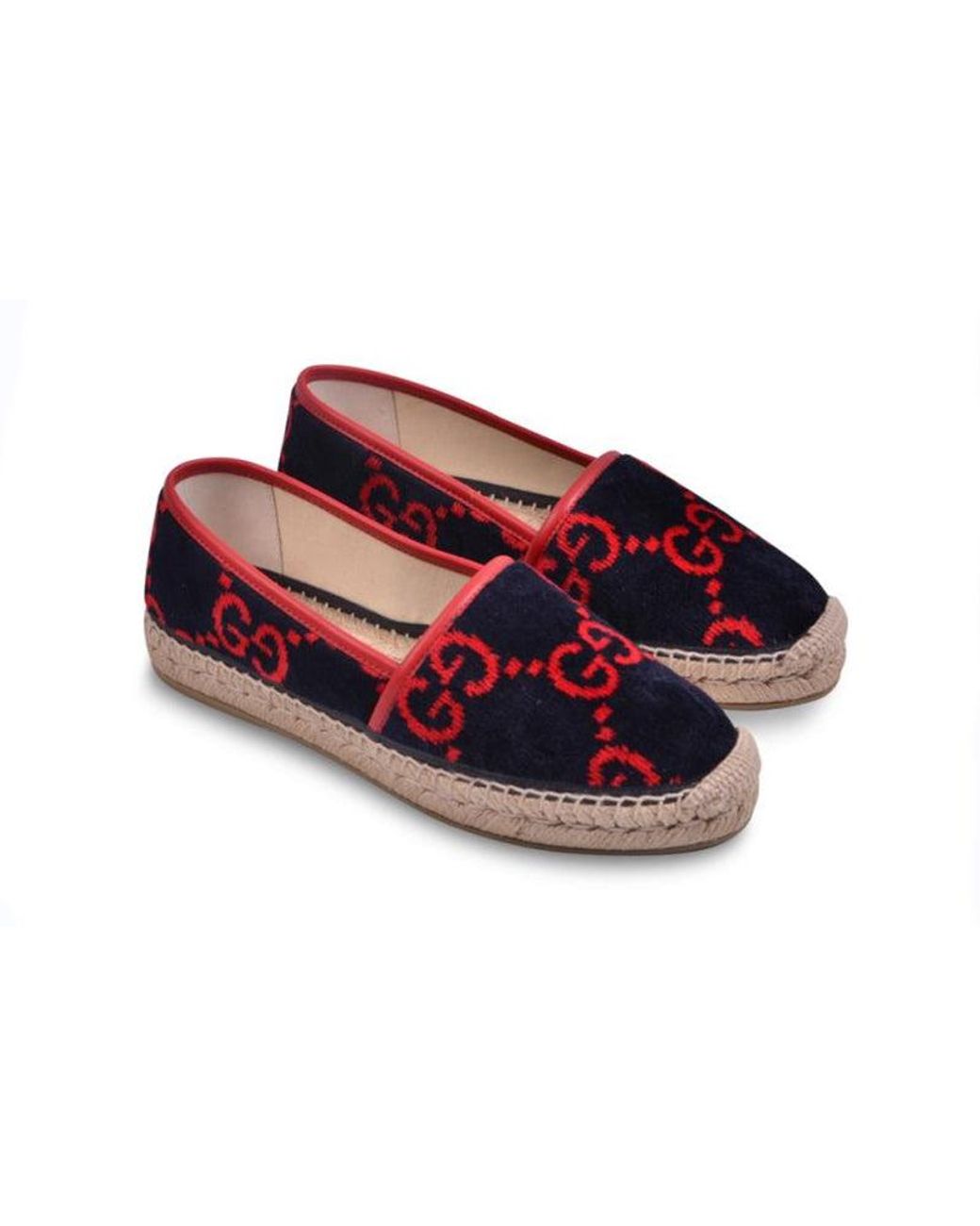 Gucci Red (Wmns) Gucc Espadrilles Terry Cloth Gg Monogram