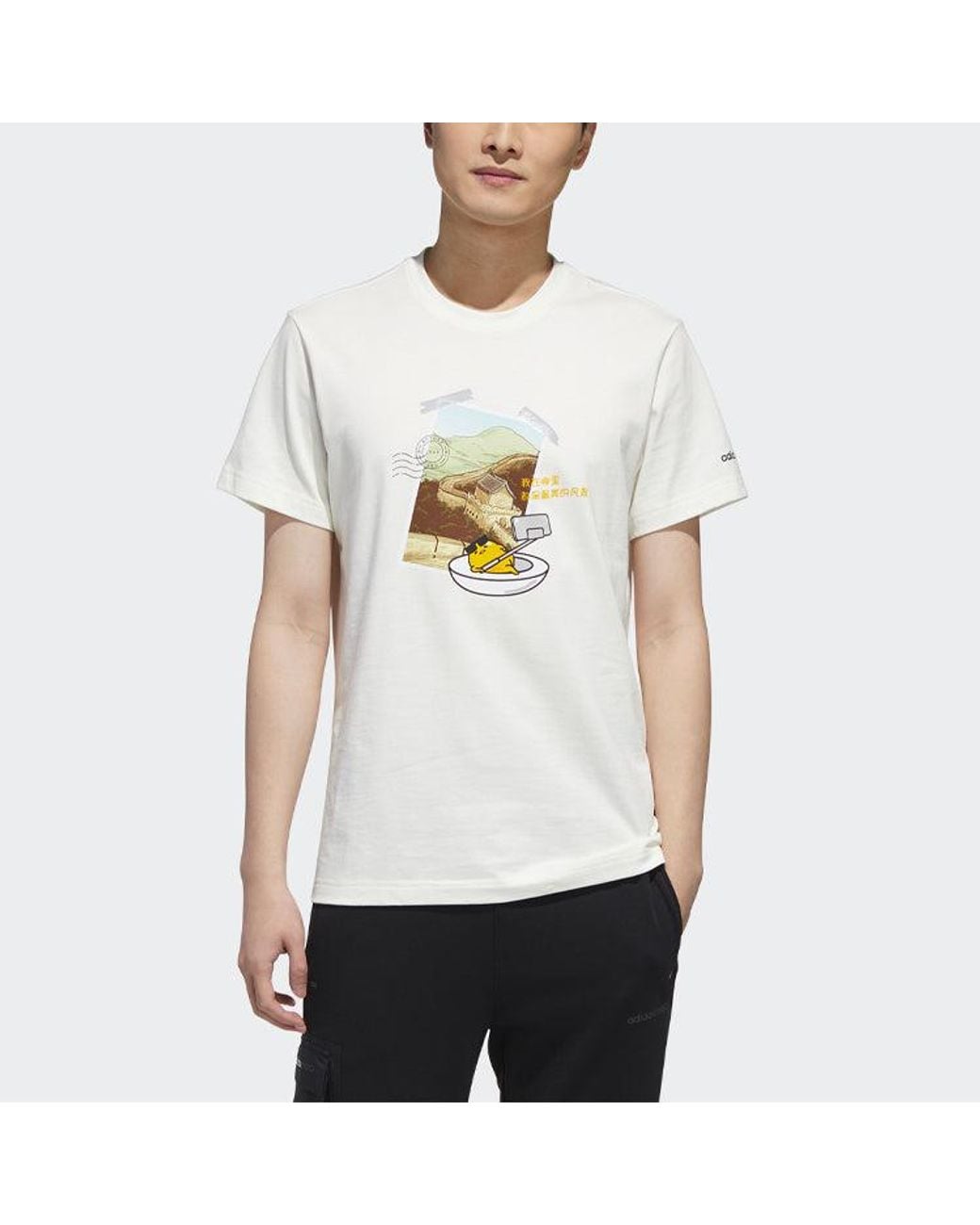 Adidas White Neo X M Gdtm Tee Crossover Printing Round Neck Sports Short Sleeve for men