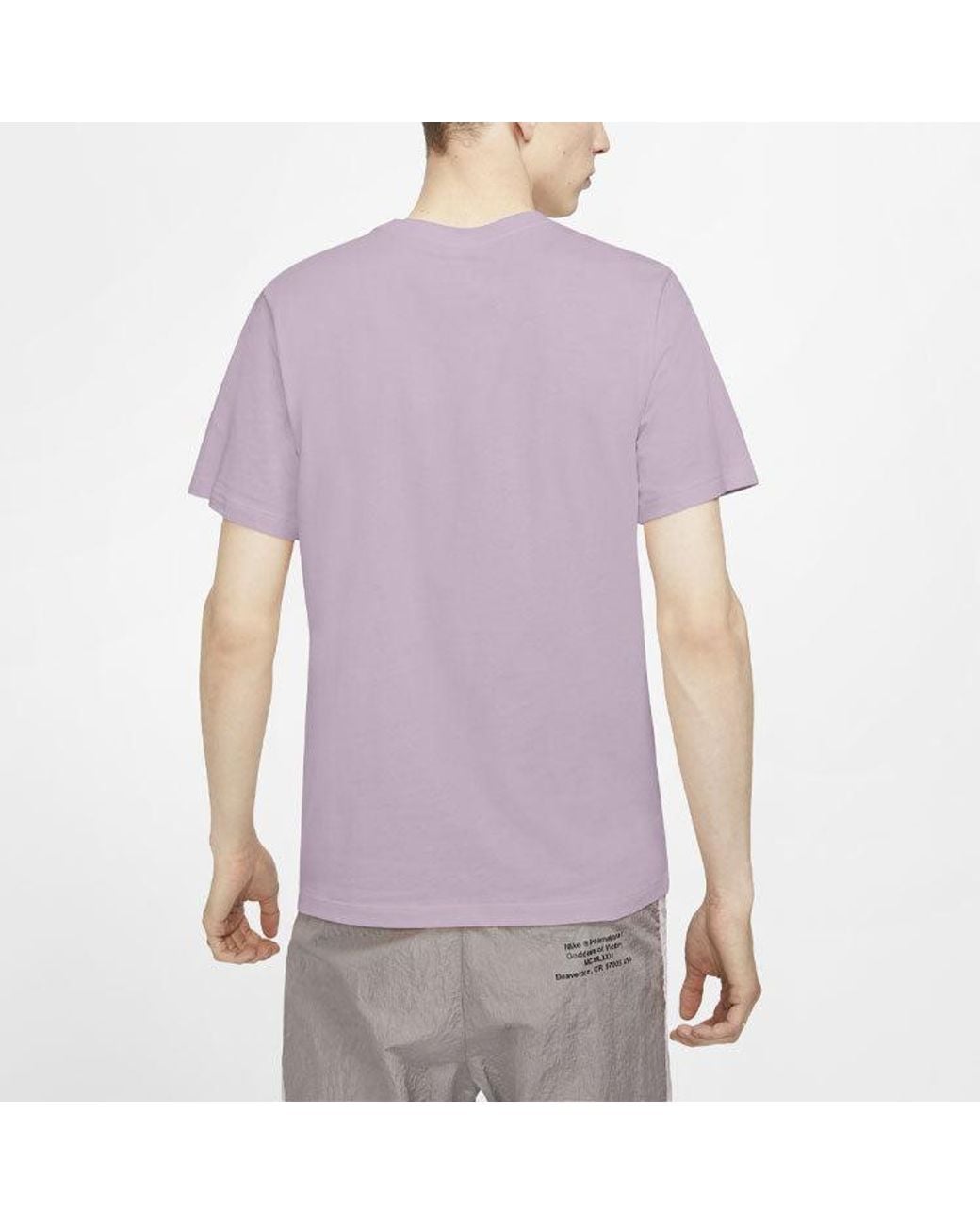 Nike Purple Sportswear Club Embroidered Small Round Neck Short Sleeve for men