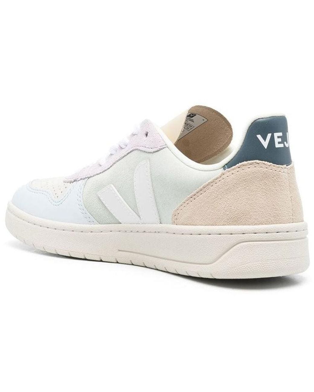 Veja White V-10 Lace-Up Suede Sneakers 'Jade'