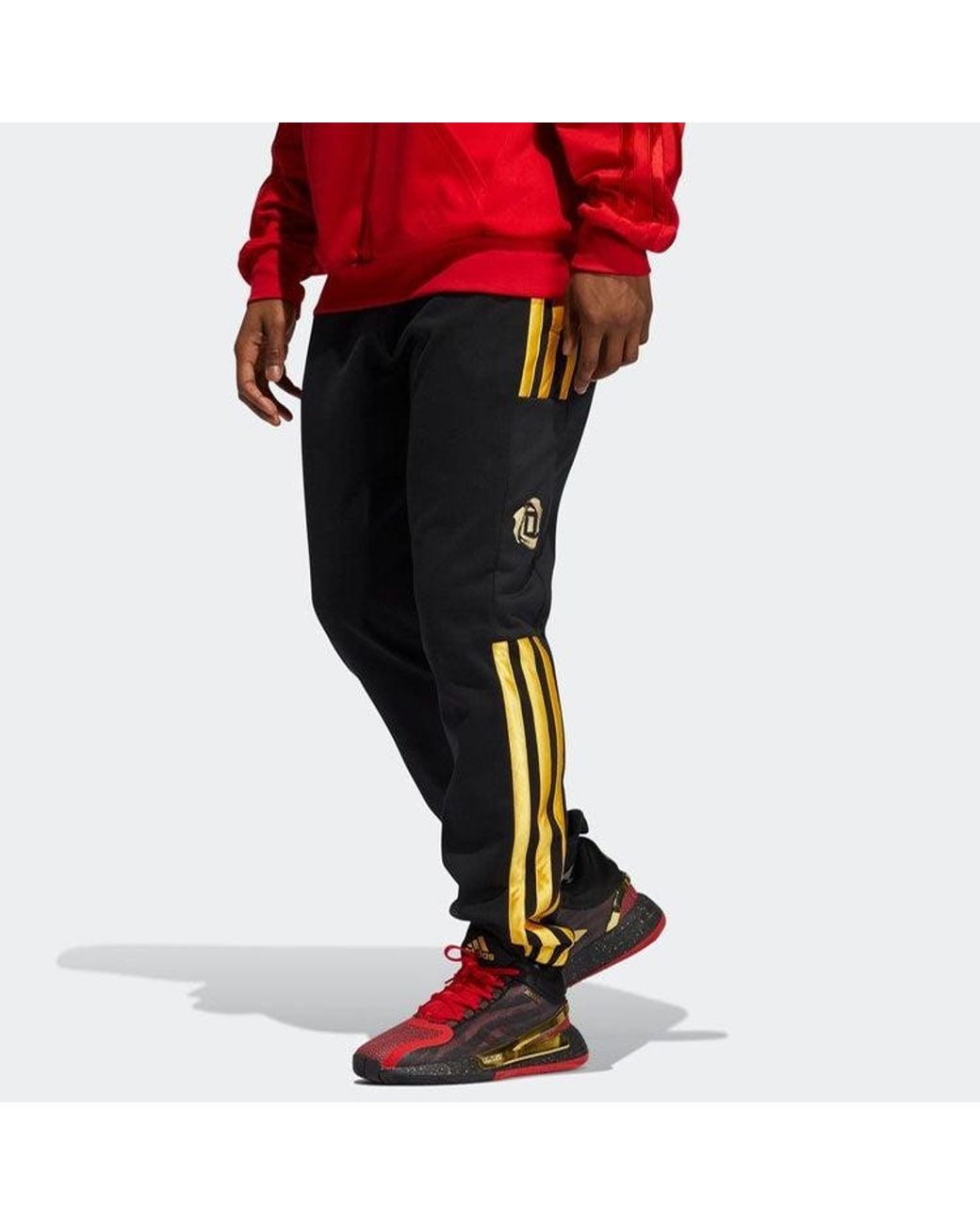 Adidas Black Cny Rose Pant Logo Stripe Basketball Sports Long Pants for men