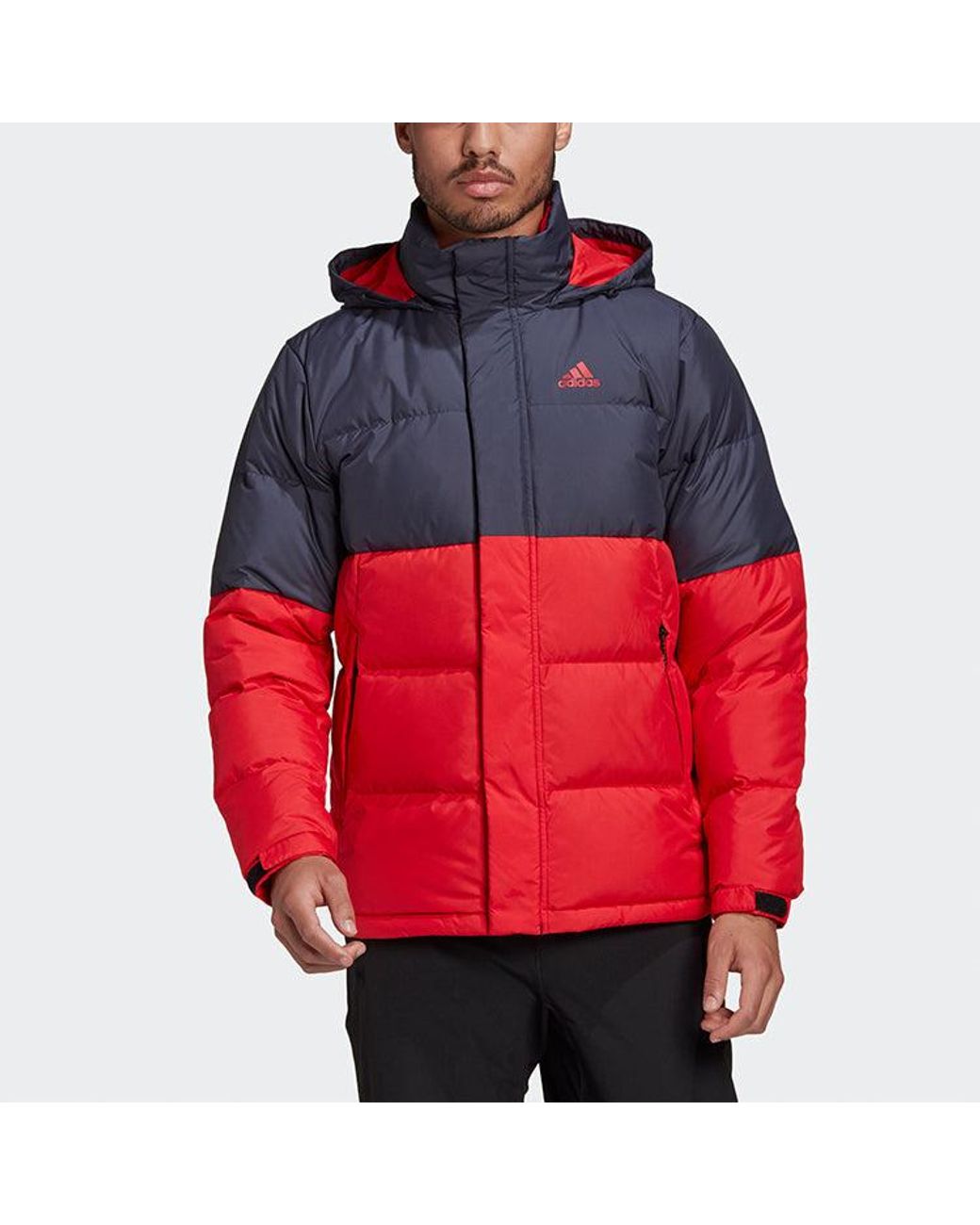 Adidas Red C/ Outdoor Colorblock Sports Hooded Down Jacket for men
