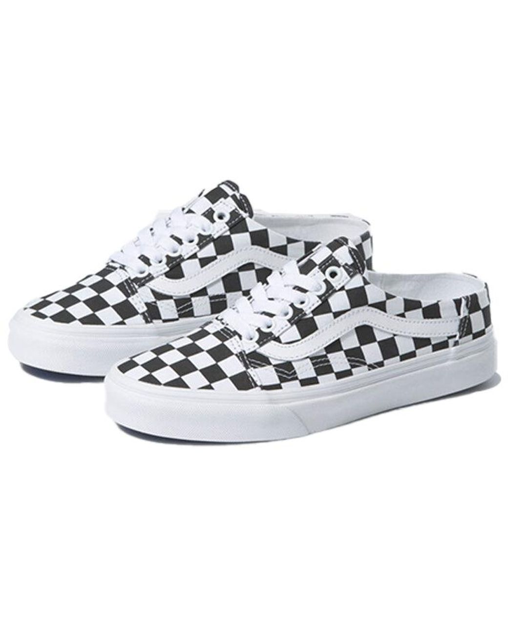 Vans White Checkerboard Old Skool Mule Chessboard for men