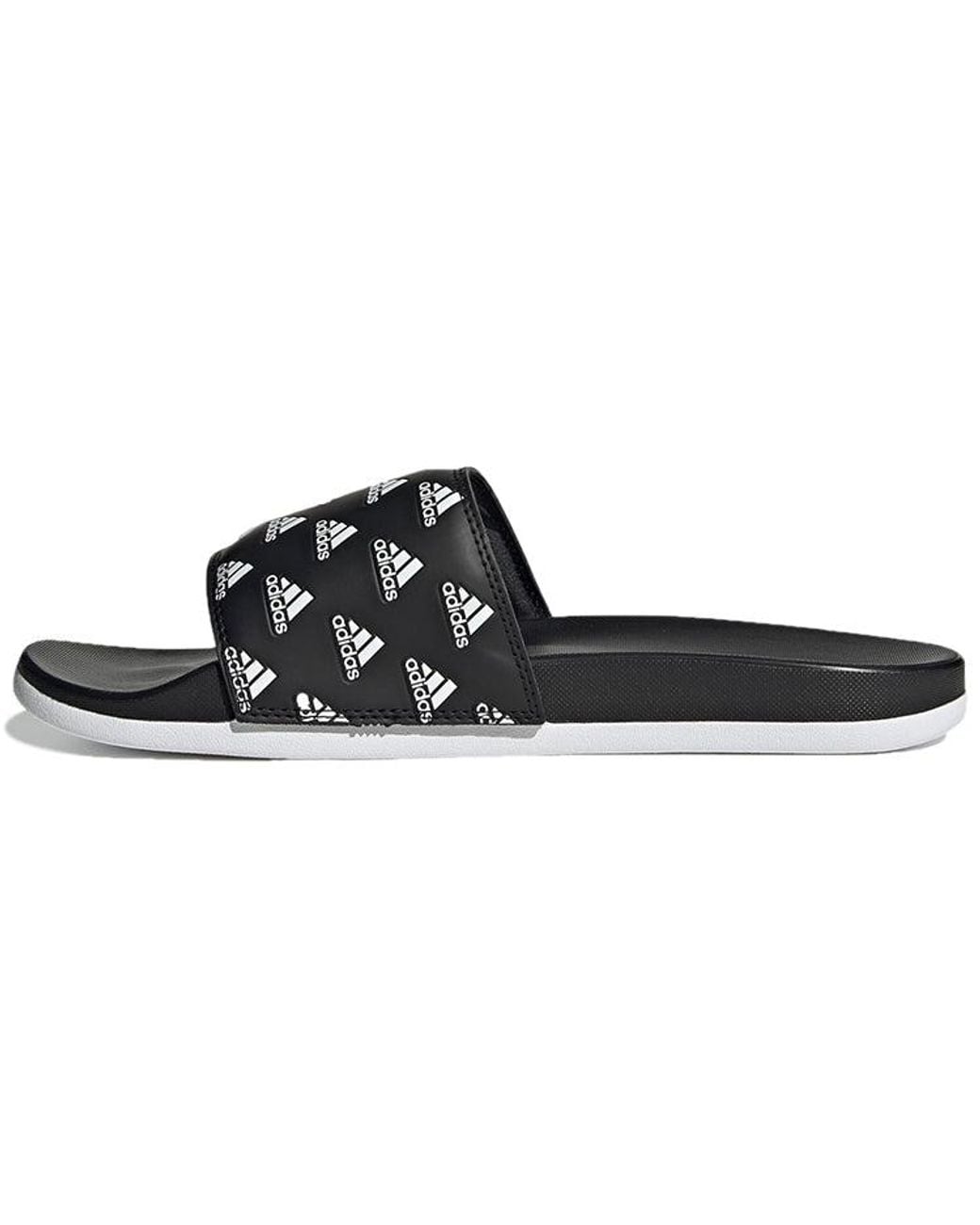 Adidas Black Adilette Comfort Slide 'Repeat Logo for men