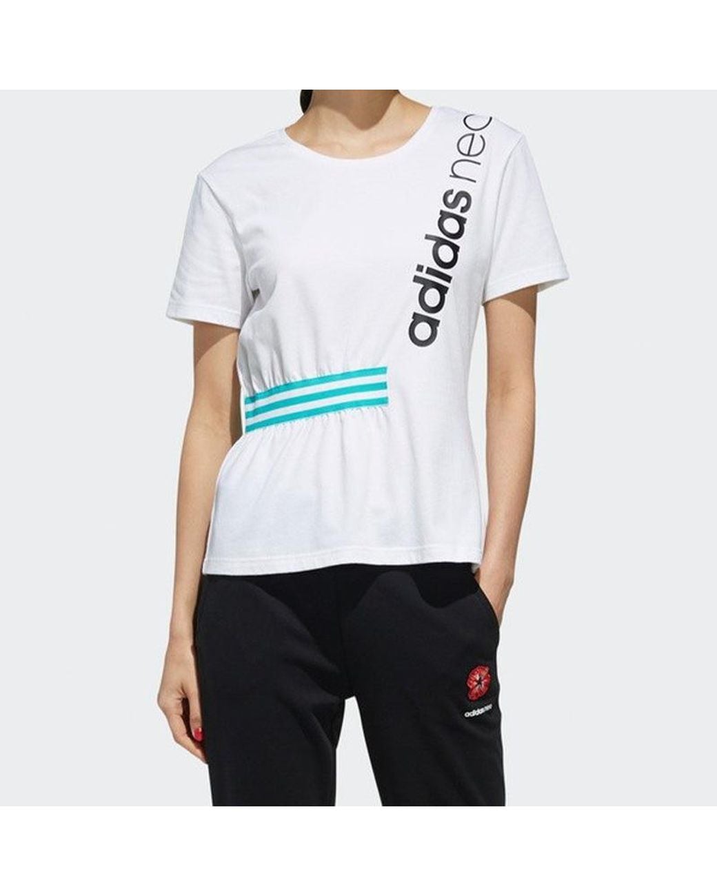 Adidas Blue (Wmns) Neo Sports Pullover Round Neck Short Sleeve
