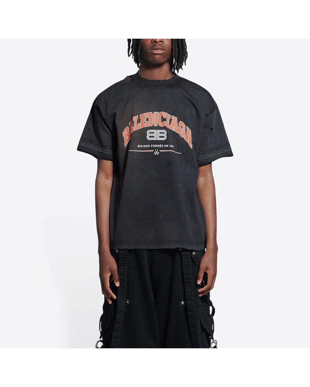 Balenciaga Blue Maison T-Shirt Medium Fit for men