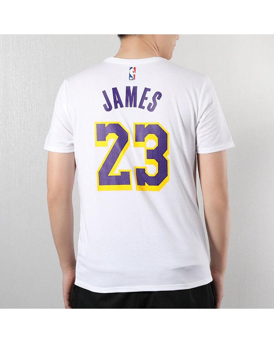 Nike White Casual Sports Short Sleeve Lakers Lebron James 23 for men