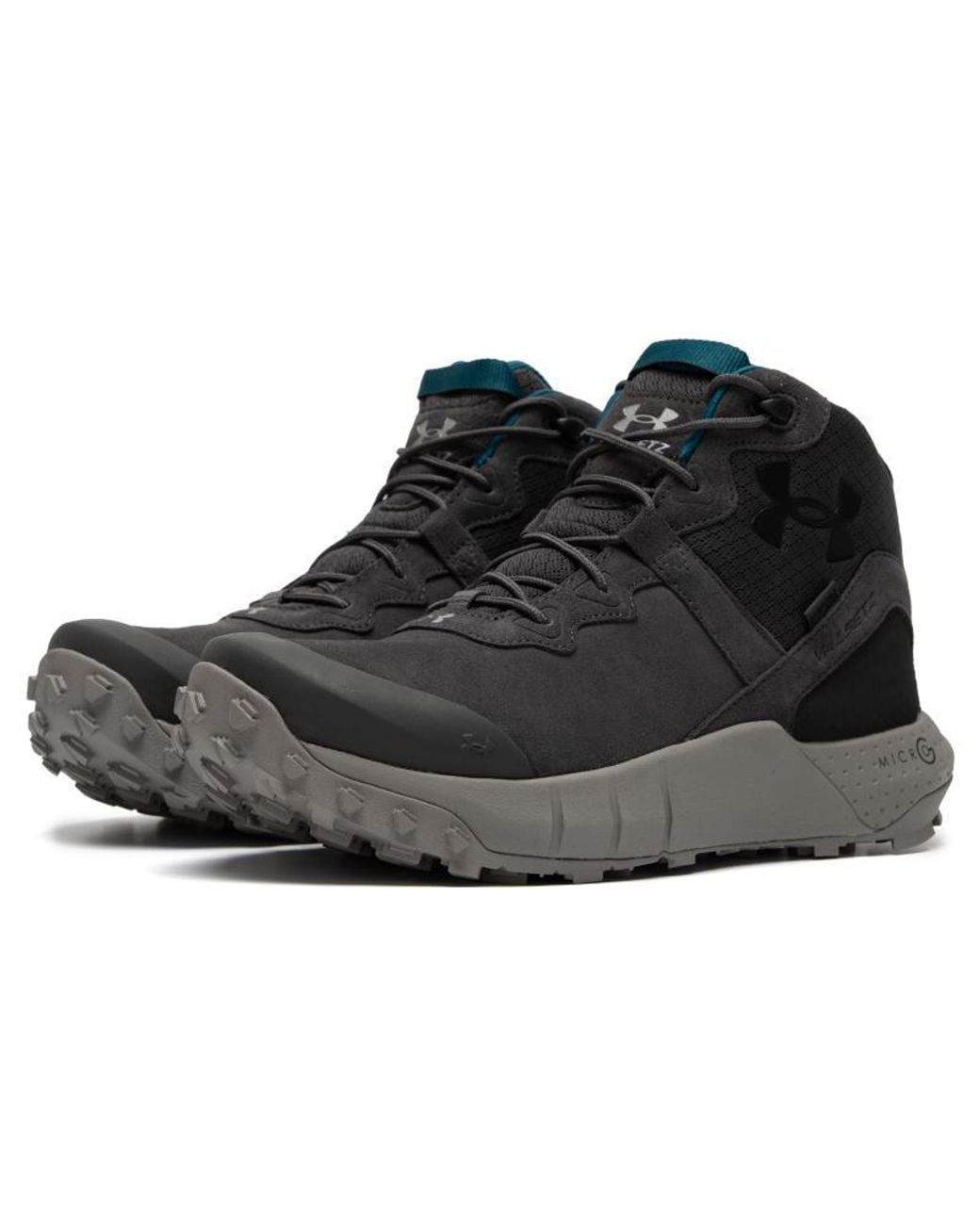 Under Armour Black Ua Micro G Valsetz Trek Mid Leather Waterproof Tactical Boots for men