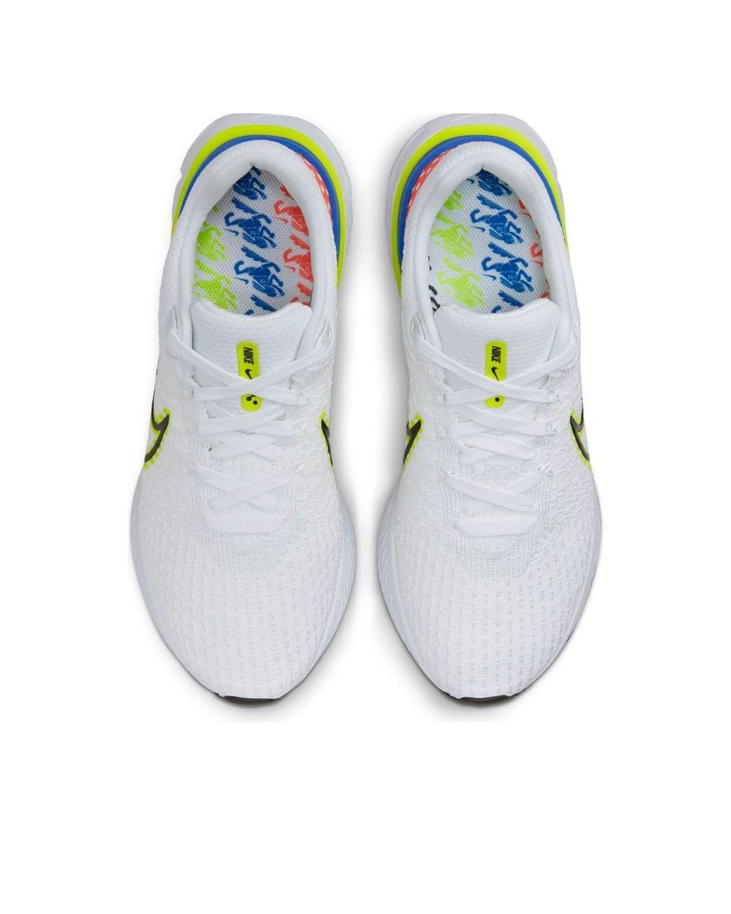 Nike White React Infinity Run Flyknit 3 Premium Racer Volt' for men