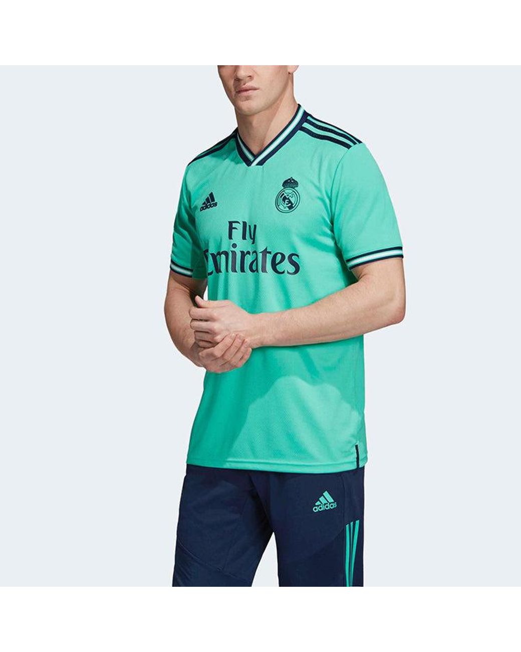 Adidas Blue Soccer/Football Sports Jersey Sw Fan Edition 19-20 Season Real Madrid Away for men