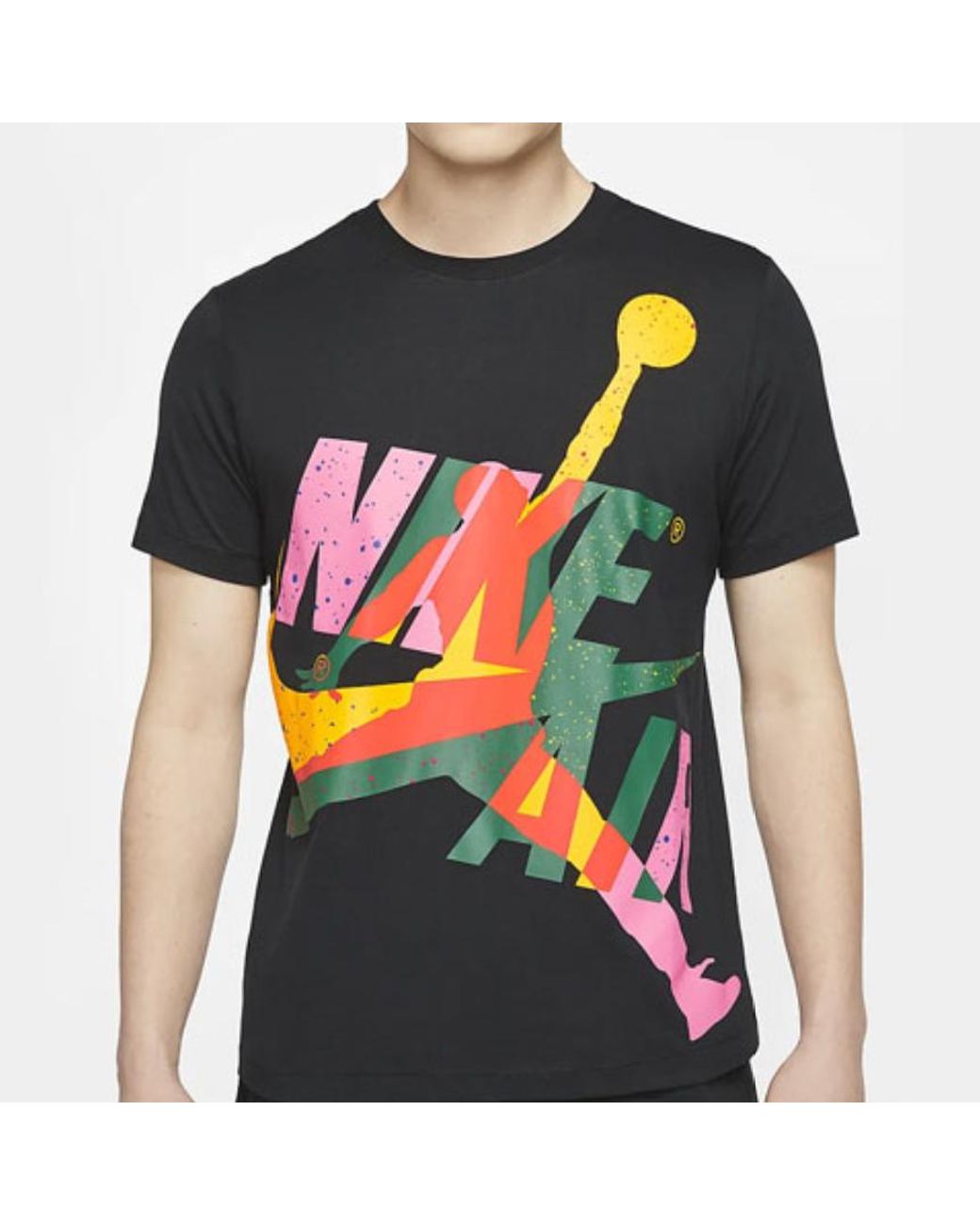 Nike Blue As Ss Ctn Jm Ccs Hbr Crew Printed Short Sleeve Tee for men