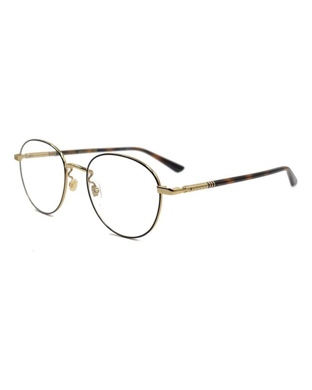Gucci Metallic Round Frame Color Enamel Ribbon Element Optical Glasses Frame Sub-Edition/Golden