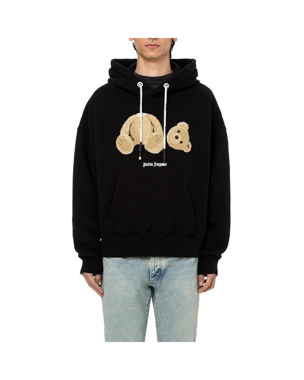 Palm Angels Black Kill The Bear Popover Hoodie for men
