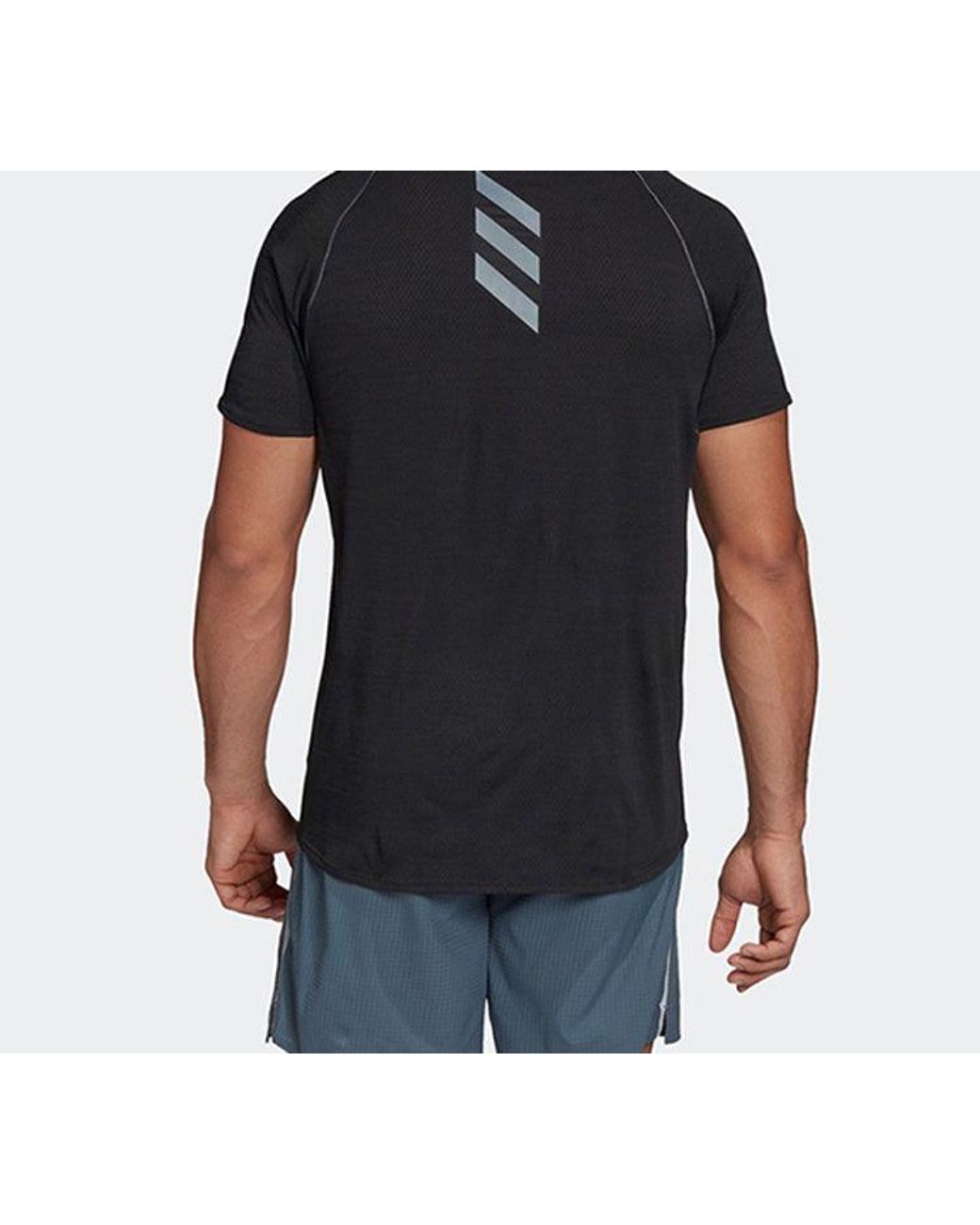 Adidas Black Adi Runner Tee Running Sports Short Sleeve for men