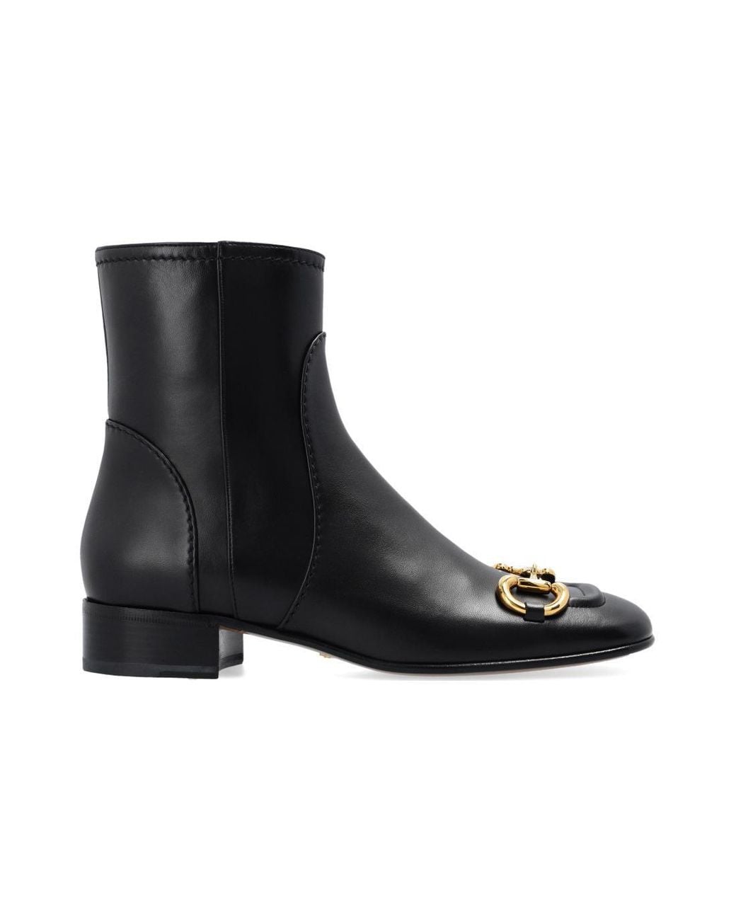 Gucci Black (Wmns) Horsebit Leather Ankle Boots