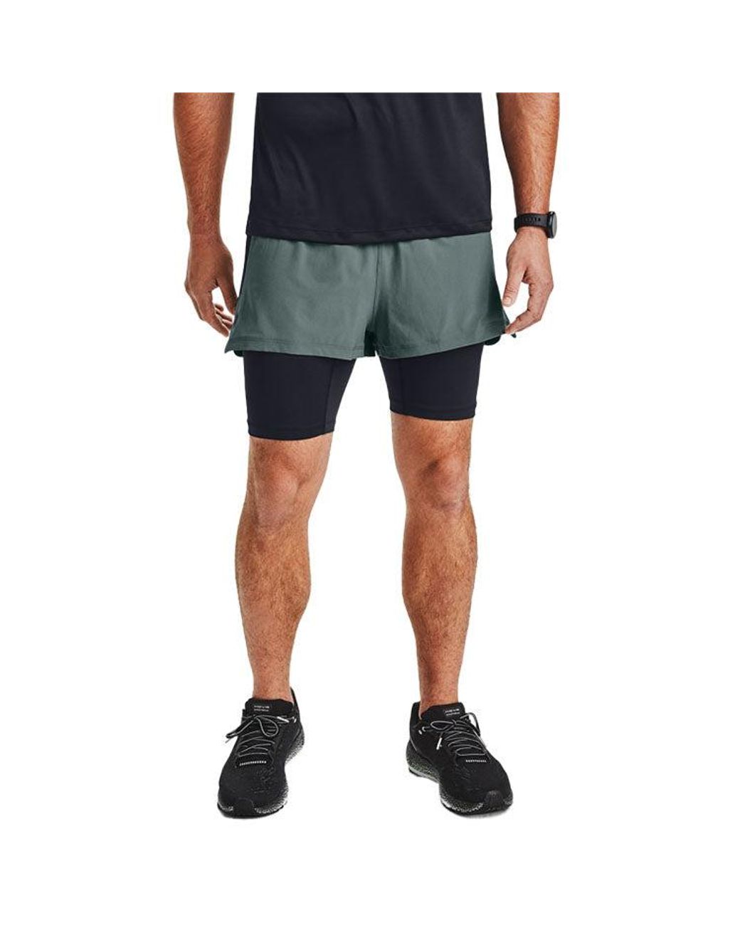 Under Armour Gray Rush 2-In-1 Running Shorts for men
