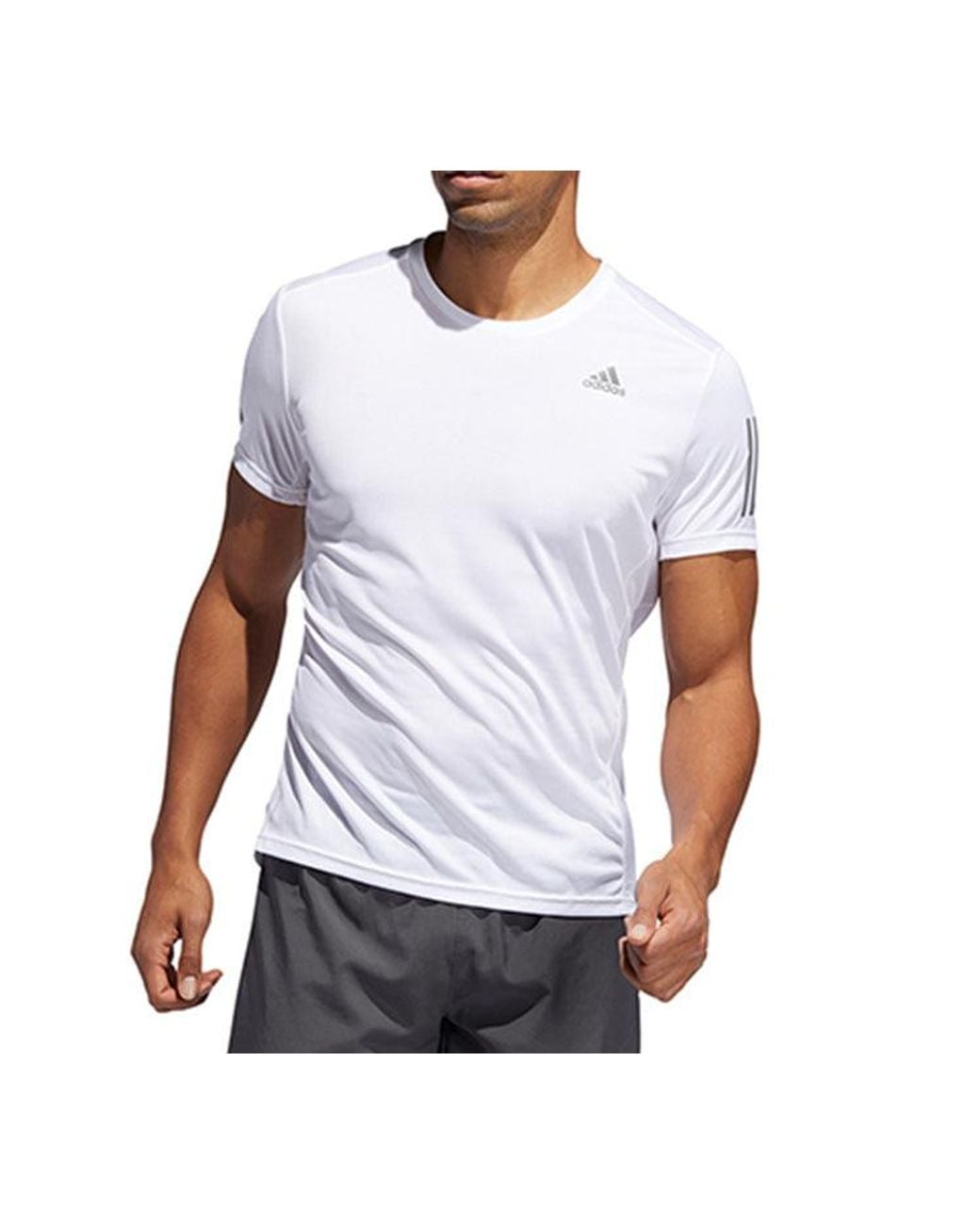 Adidas White Own The Run Tee Running Short Sleeve for men