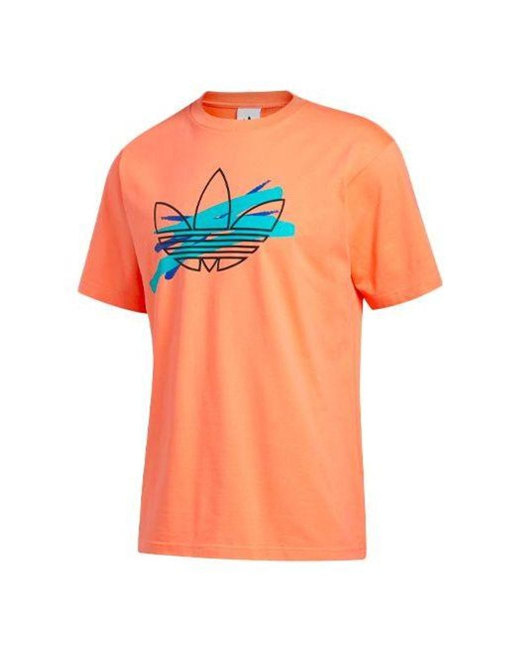 Adidas Orange Originals Logo Printing Sports Round Neck Short Sleeve for men