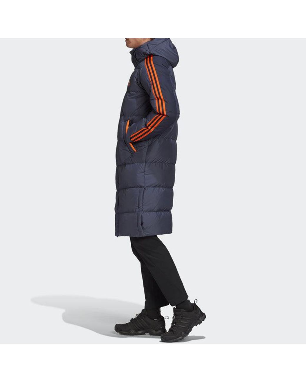 Adidas Blue 3St Long Coat Outdoor Sports Detachable Hooded Down Jacket for men