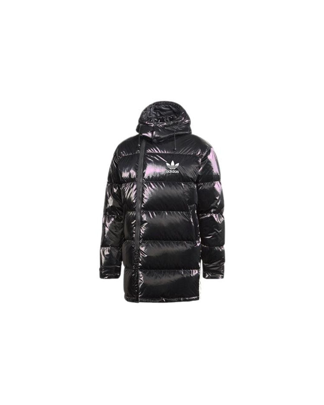 Adidas Black Originals Thicken Windproof Hooded Mid-Length Sports Down Jacket for men