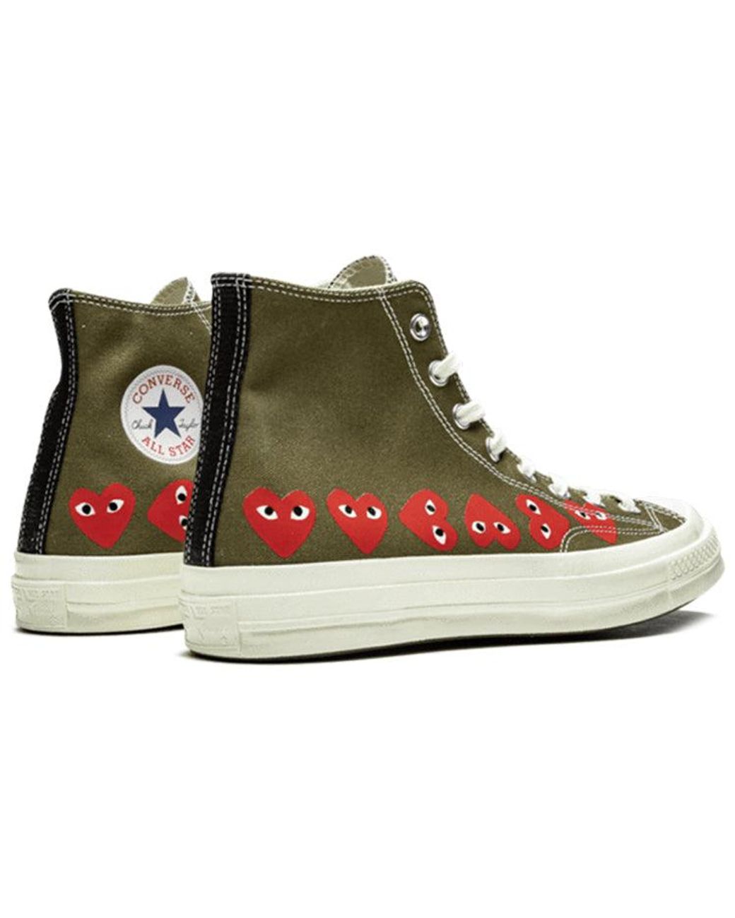 Converse Brown X Comme Des Garcons Play Chuck 70 Hi Multi Heart 'Khaki' for men