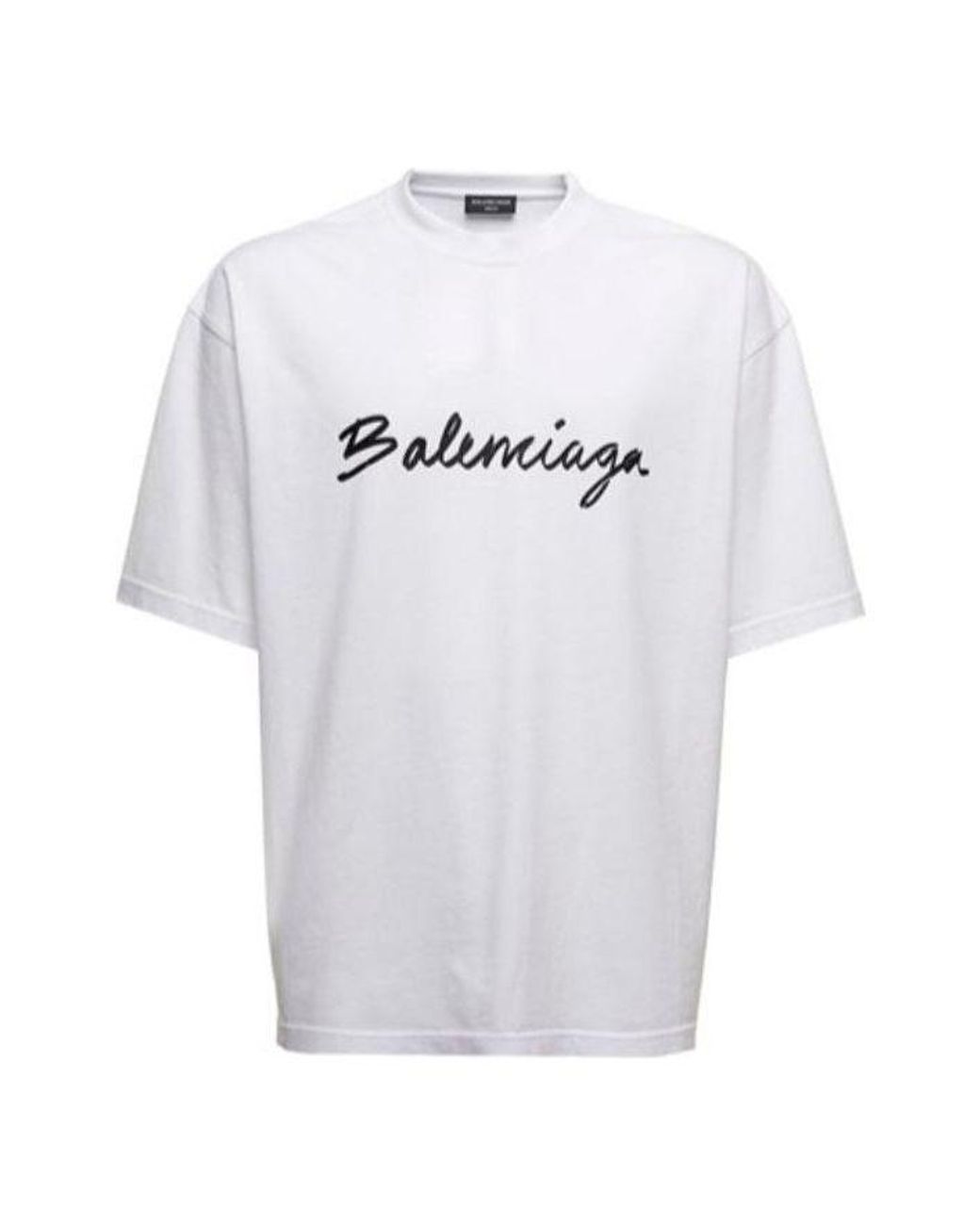 Balenciaga White Script Logo T-Shirt for men