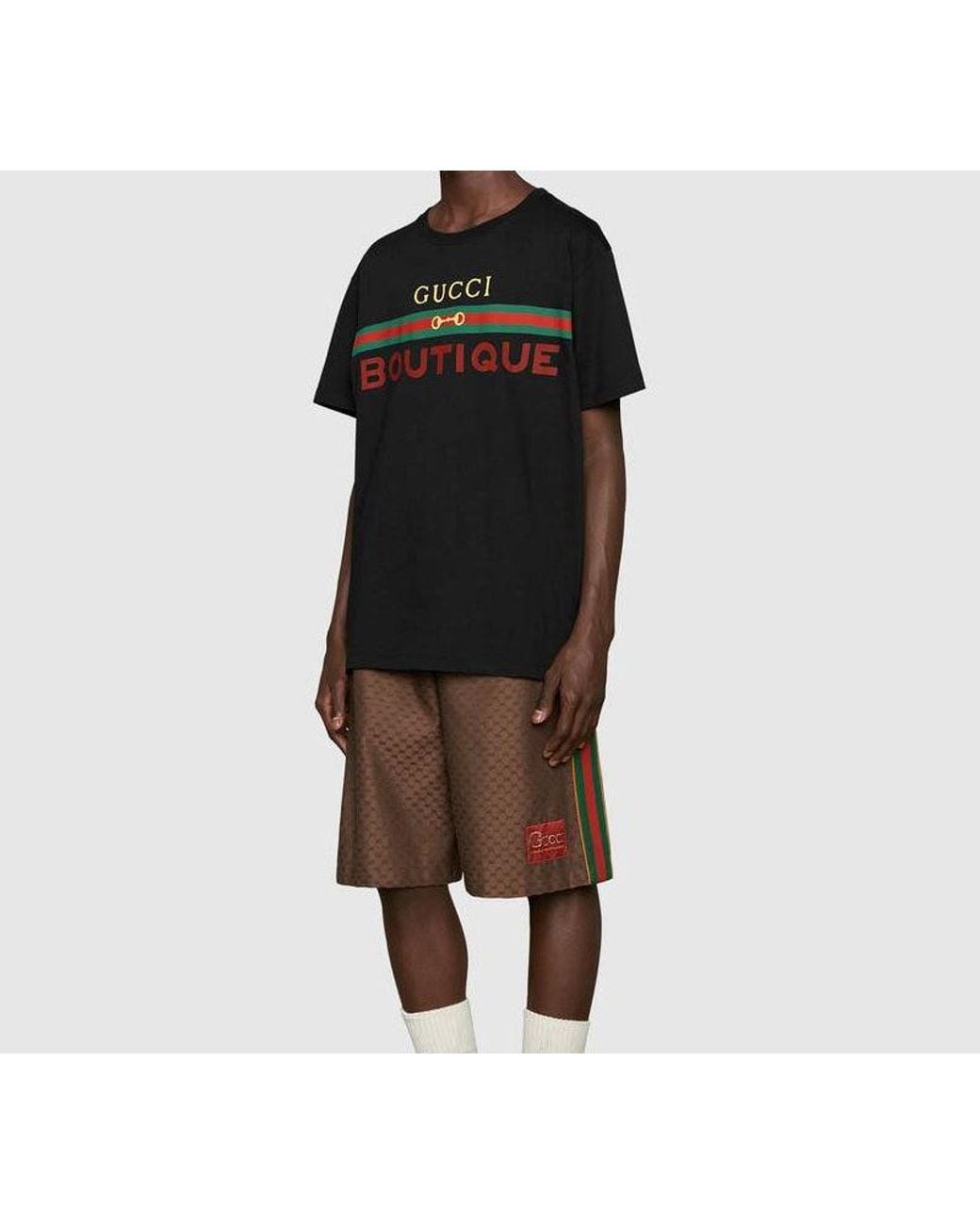 Gucci Black Boutique Printing Loose Short Sleeve for men