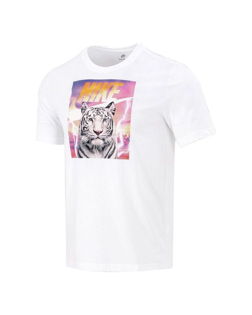 Nike White Printing Sports Breathable Round Neck Short Sleeve T-Shirt for men