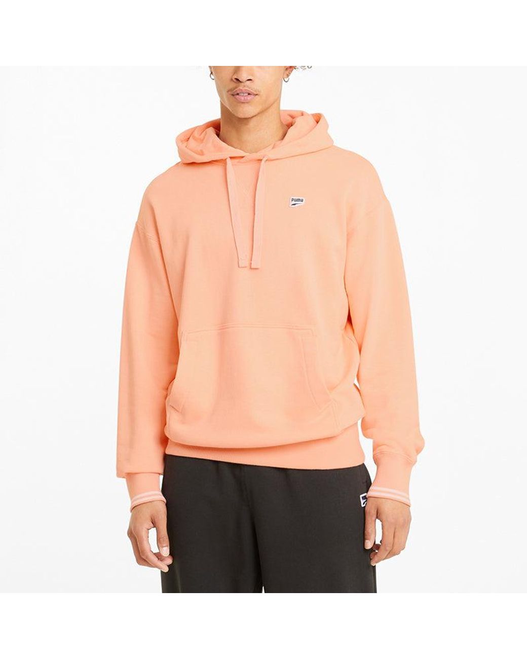 PUMA Orange Downtown Logo Hoodie for men