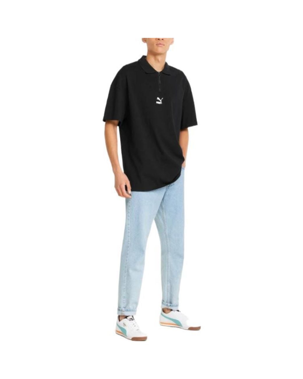 PUMA Black Logo Polo Shirt for men
