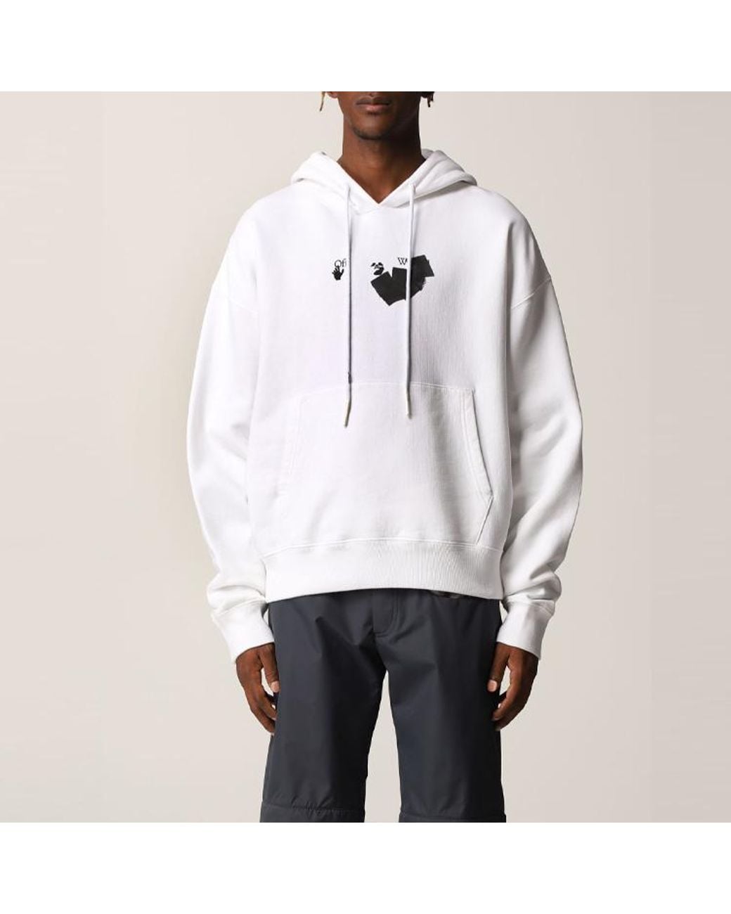 Off-White c/o Virgil Abloh White Fw21 Logo Printing Pullover Loose Version for men