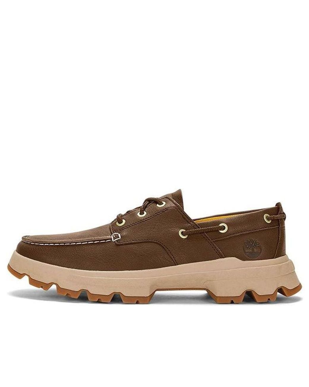 Timberland Brown Greenstride Originals Ultra Leather Boat Shoes 'Dark' for men