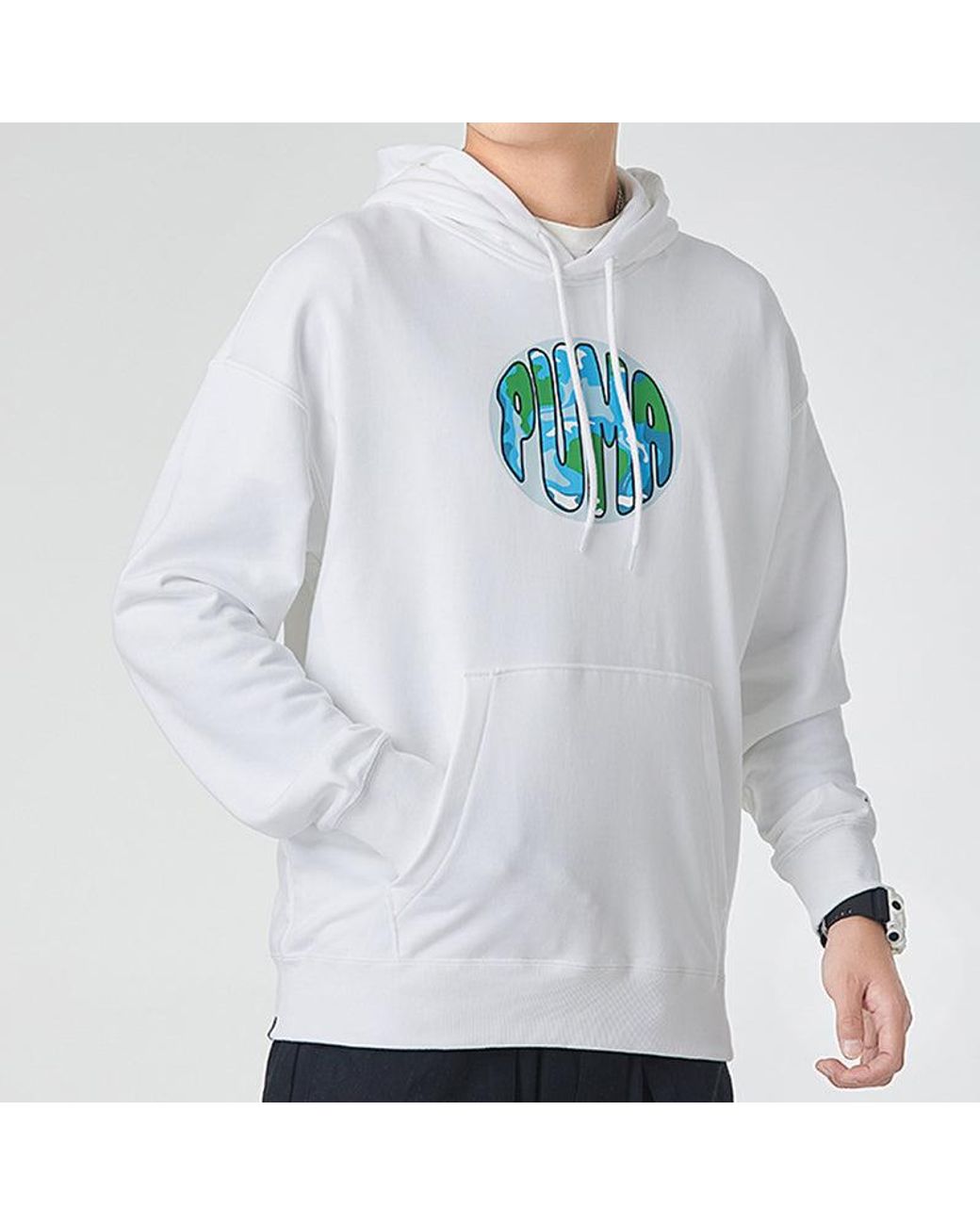 PUMA White Downtown Printing Pullover Casual for men