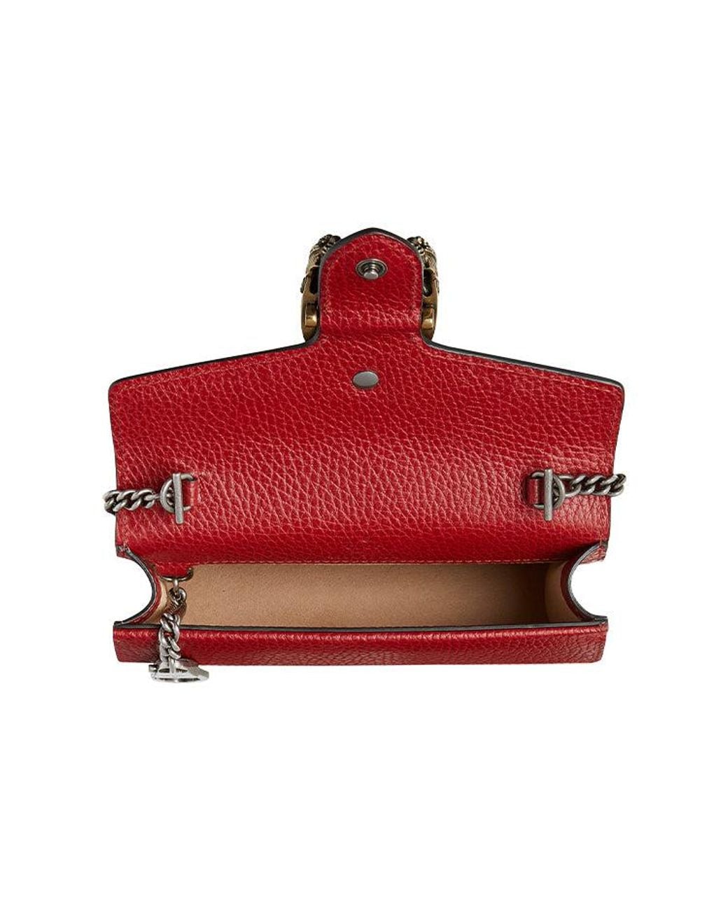 Gucci Red (Wmns) Dionysus Series Leather Bag Single-Shoulder Bag Mini Size