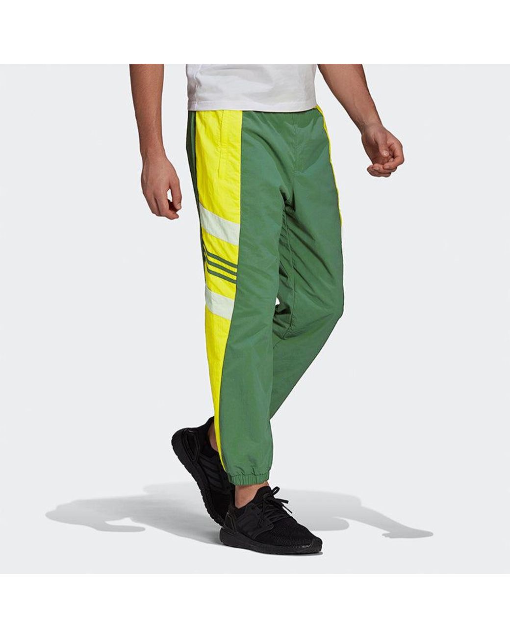 Adidas Green Ub Pnt Wv Cb Contrast Color Stitching Casual Sports Long Pants for men