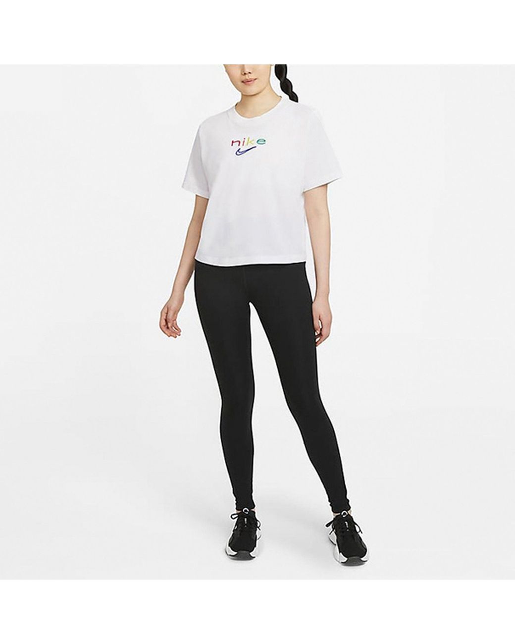 Nike White (Wmns) Dri-Fit Boxy Embroidery Logo Short Sleeve