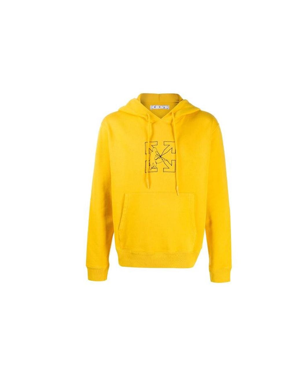 Off-White c/o Virgil Abloh Yellow Fw20 Workers Logo Printing Hooded Pullover for men