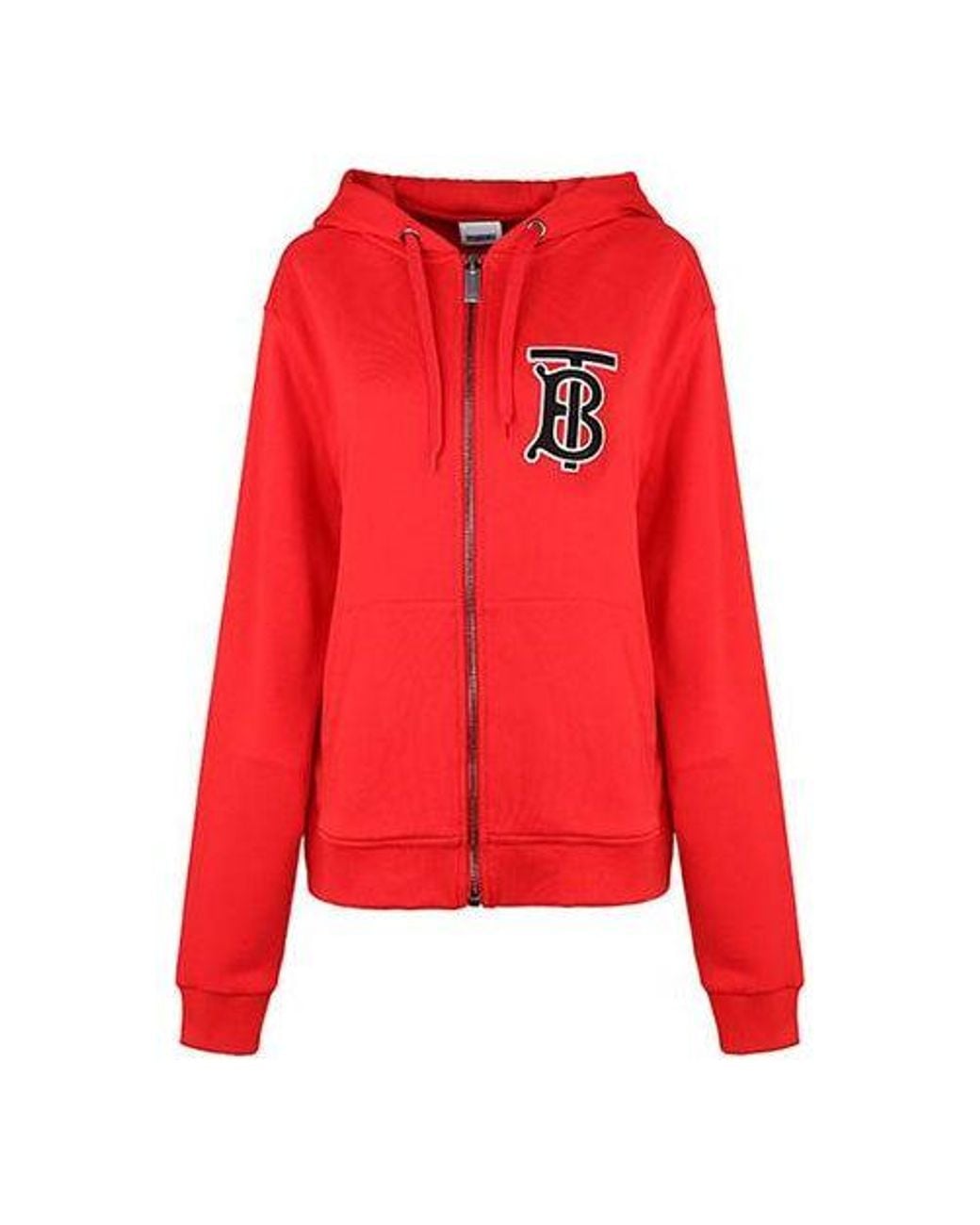 Burberry Red (Wmns) Alphabet Printing Zipper Hoodie