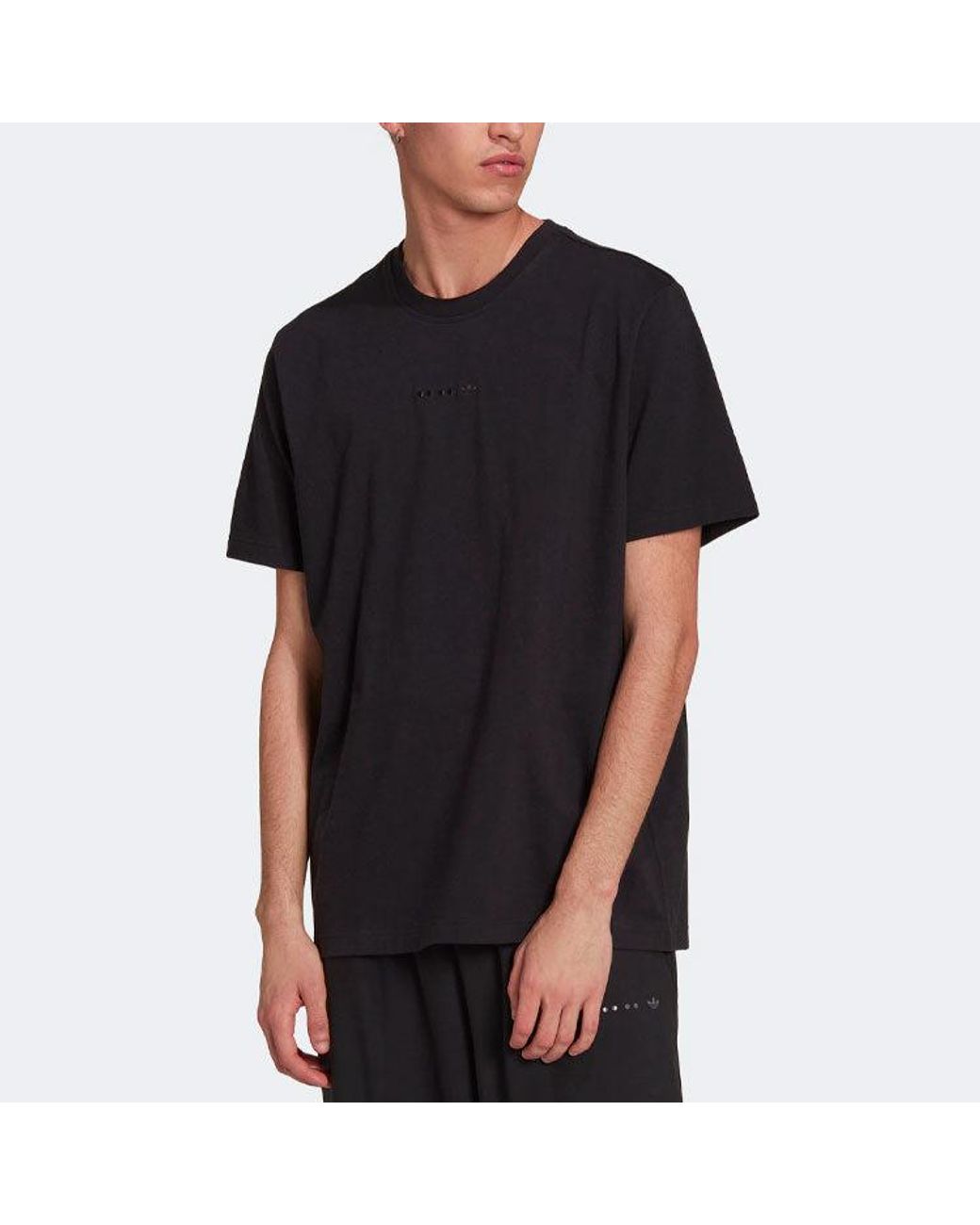 Adidas Black Originals Solid Color Round Neck Short Sleeve T-Shirt for men