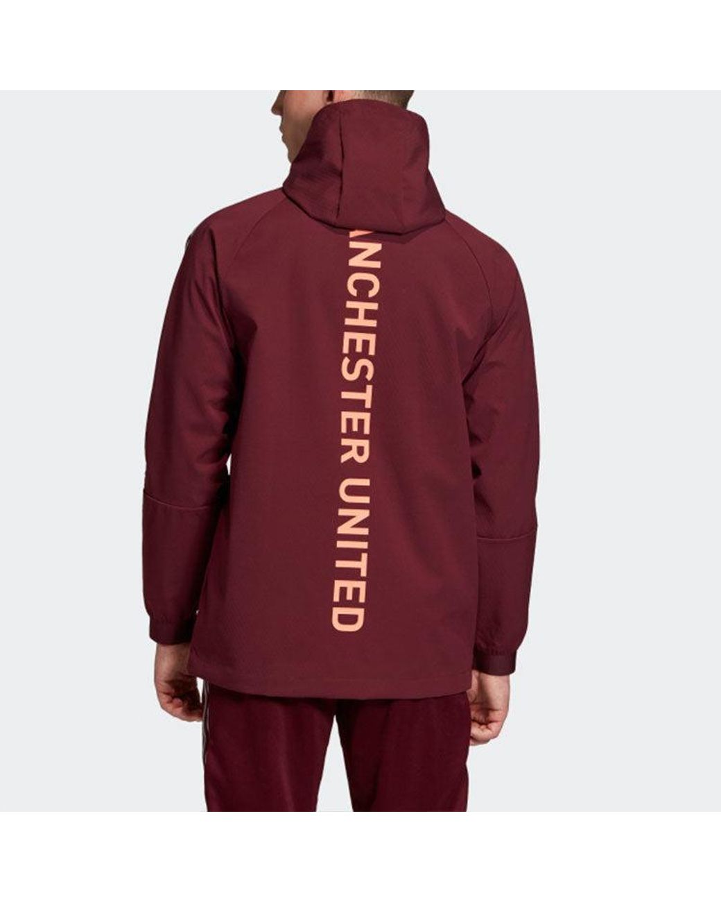 Adidas Red Mufc Travel Jkt Manchester United Soccer/Football Sports Hooded Jacket for men
