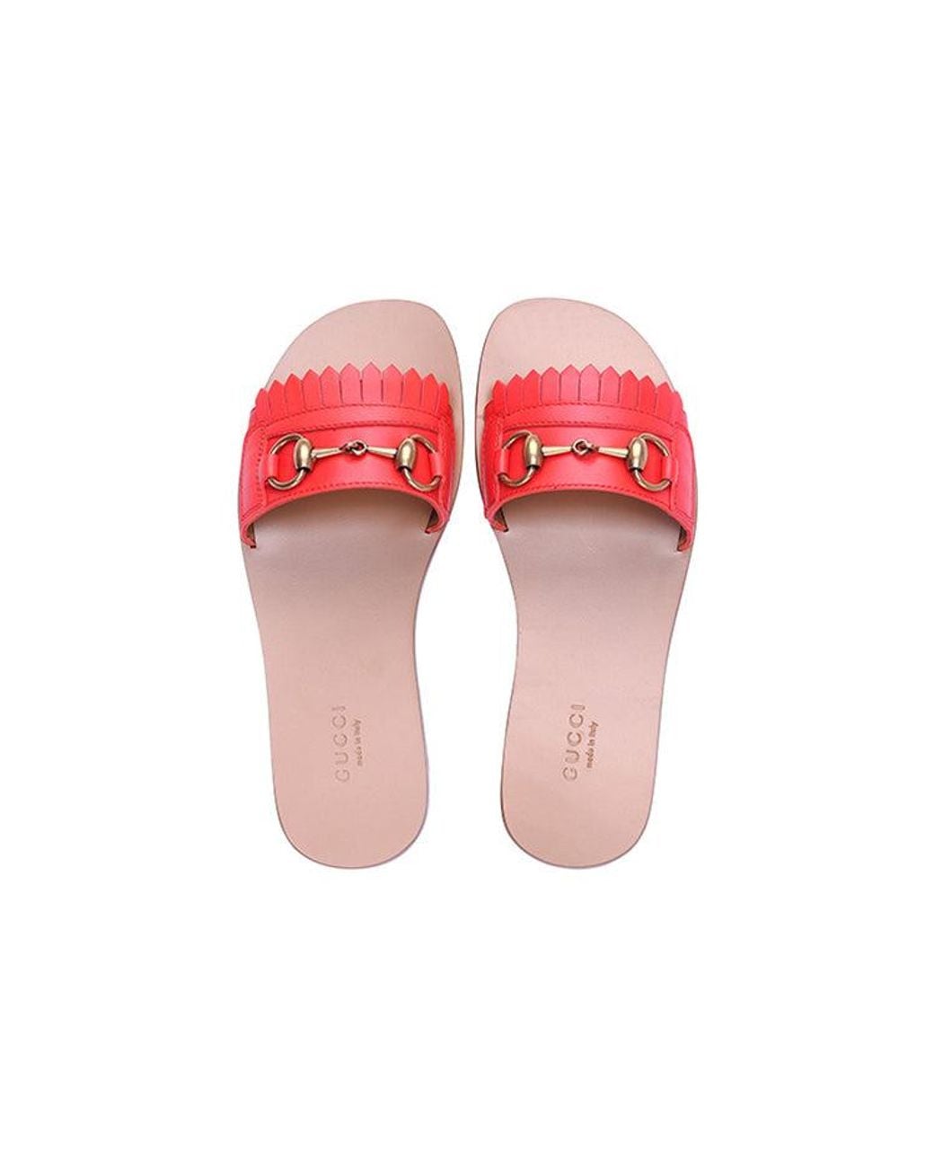 Gucci Pink (Wmns) Horsebit Accent Leather Slides