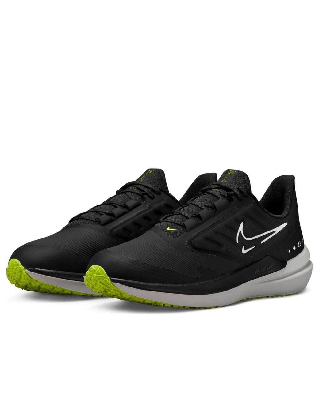 Nike Black Winflo 9 Shield Weatherised Road Running Shoes for men