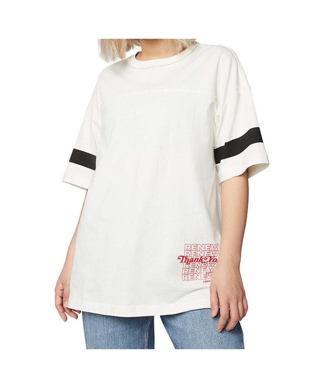 Converse White (Wmns) Renew Alphabet Printing Short Sleeve