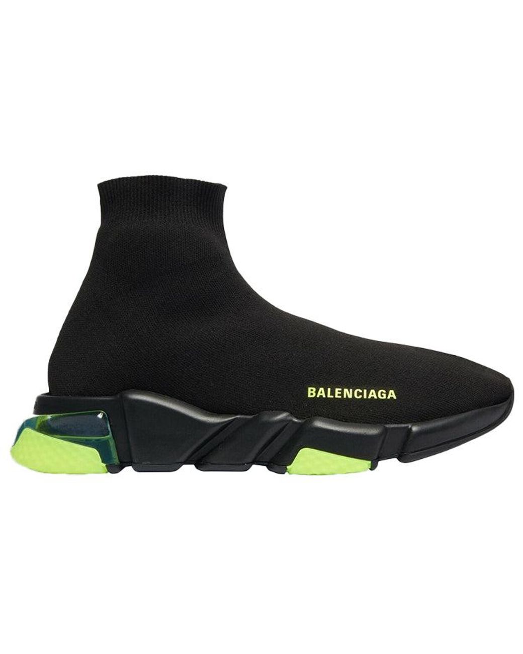 Balenciaga Speed Clear Sole Sports Shoes Black/green for Men | Lyst