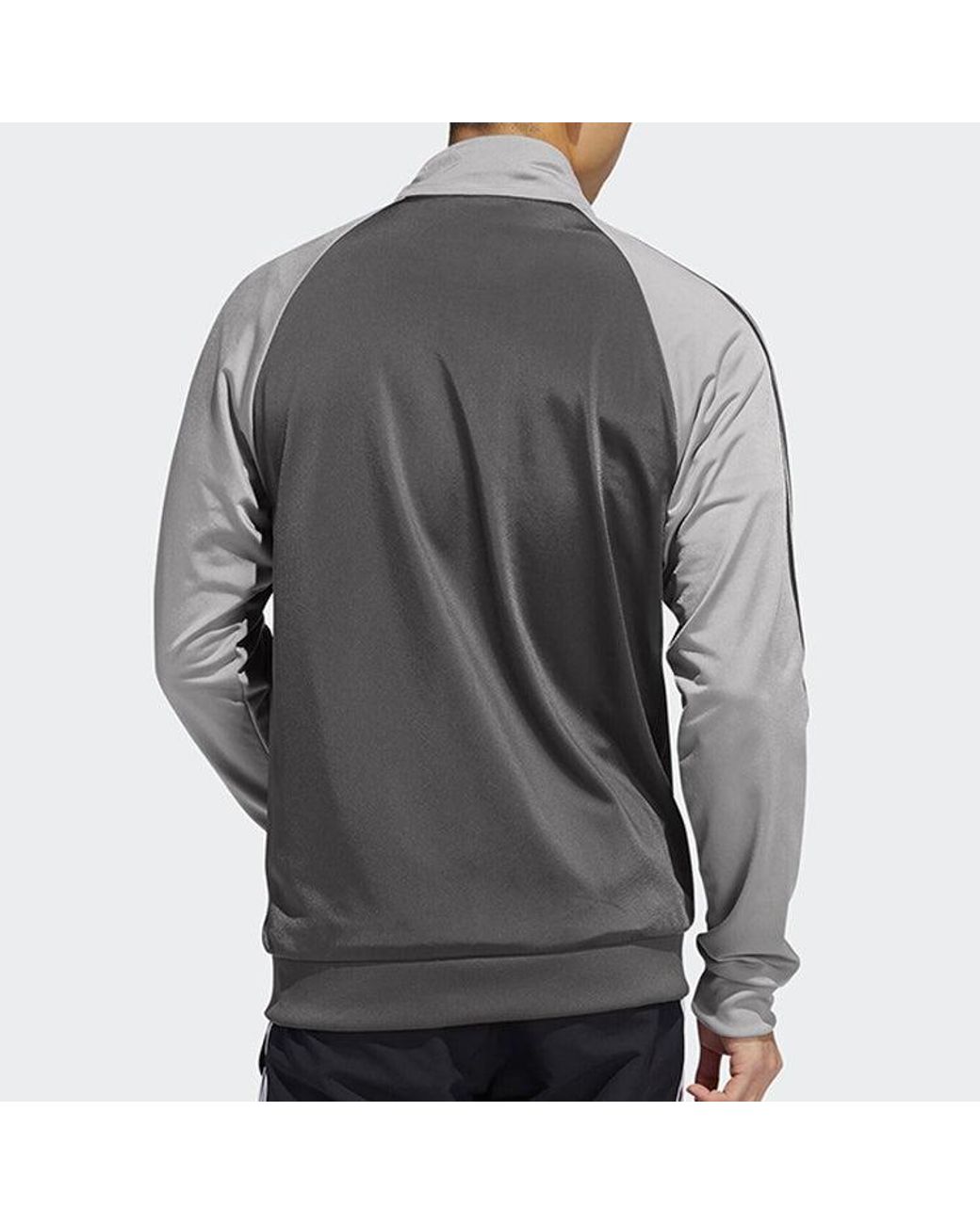 Adidas Gray Stripe Logo Pattern Loose Long Sleeves Jacket for men