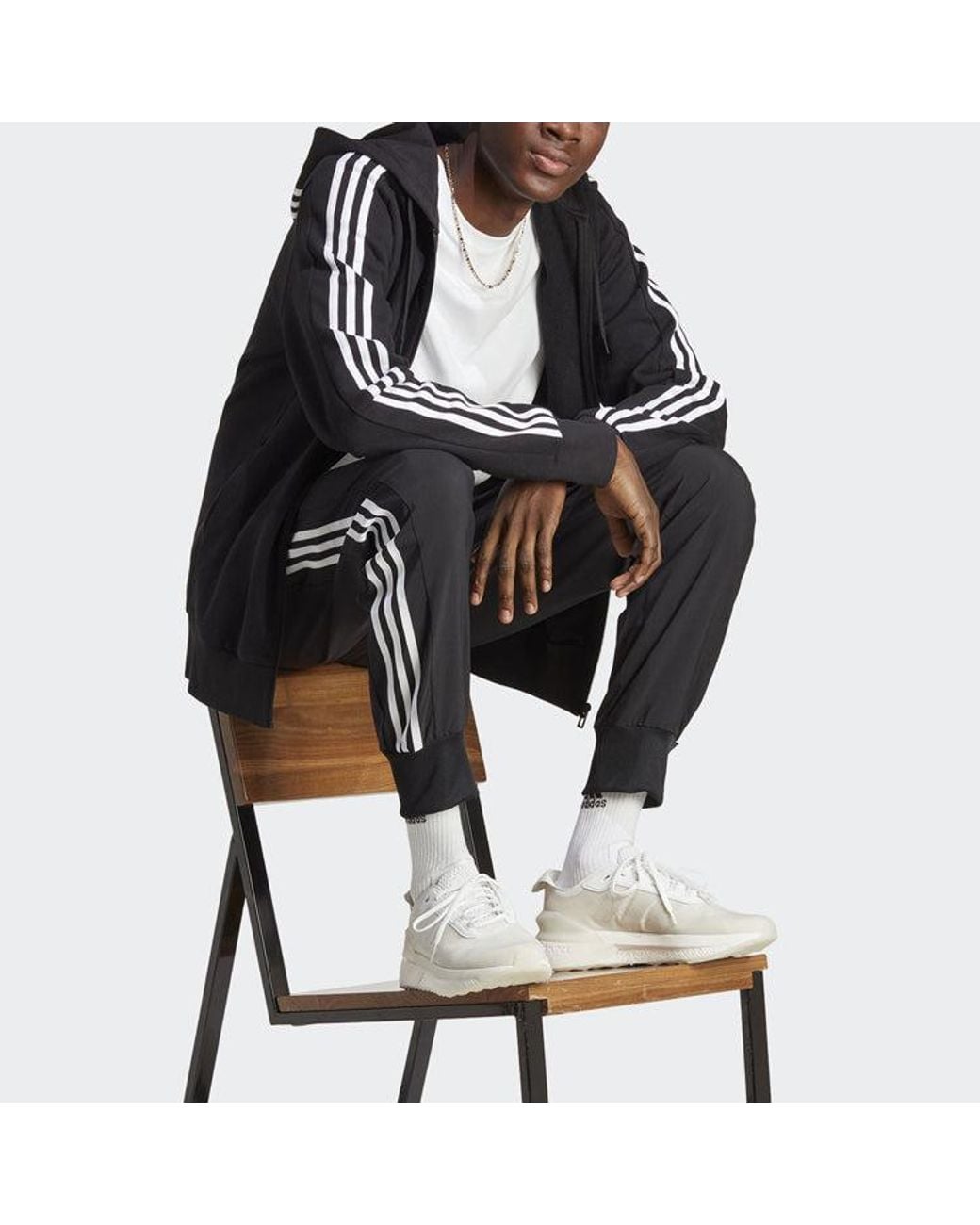 Adidas Black Aeroready Essentials Tapered Cuff Woven 3-Stripes Pants for men